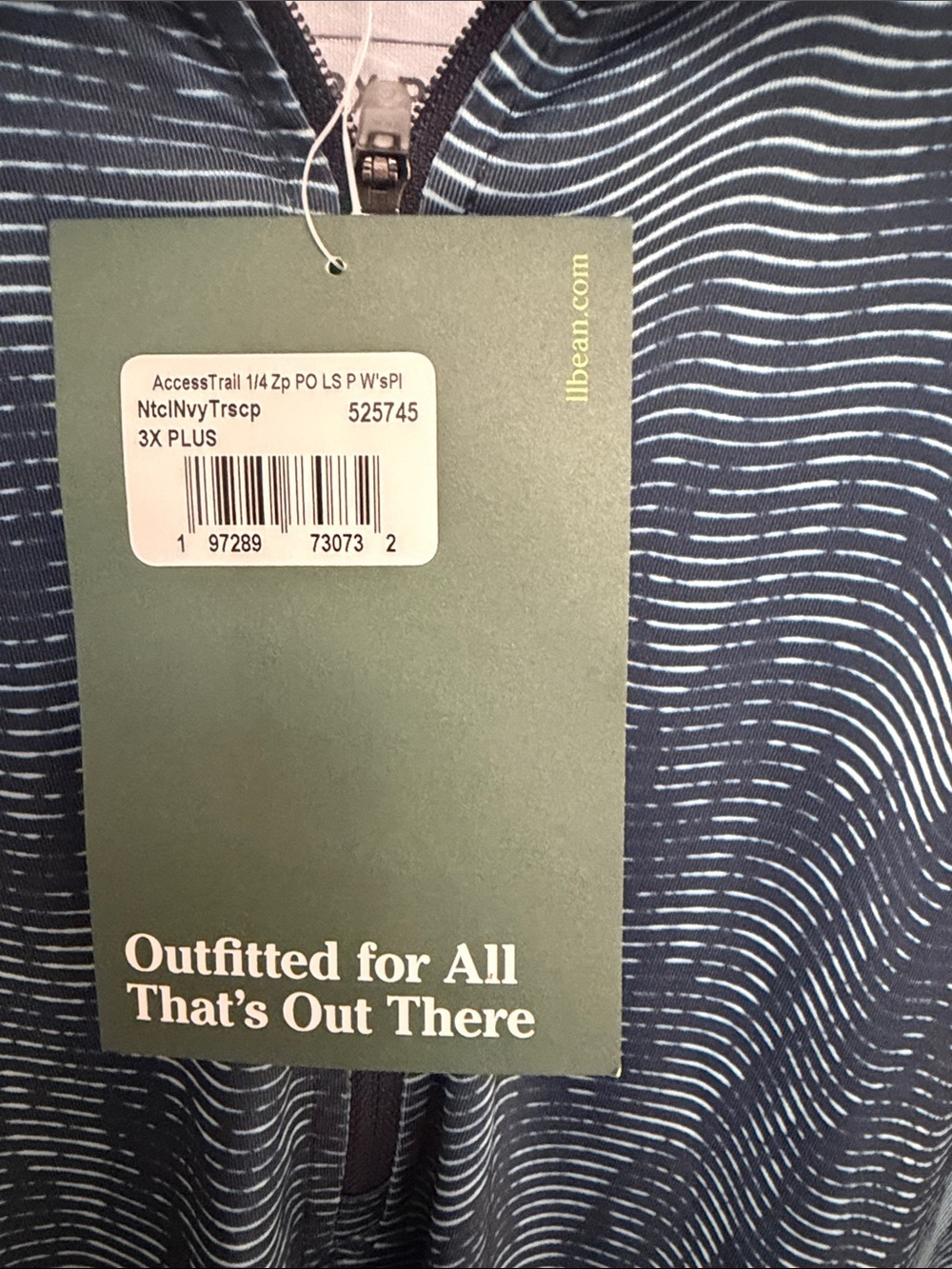 L.L. Bean Women's Teal Wave-Print Long Sleeve Half-Zip Top 3x - Picture 7 of 7